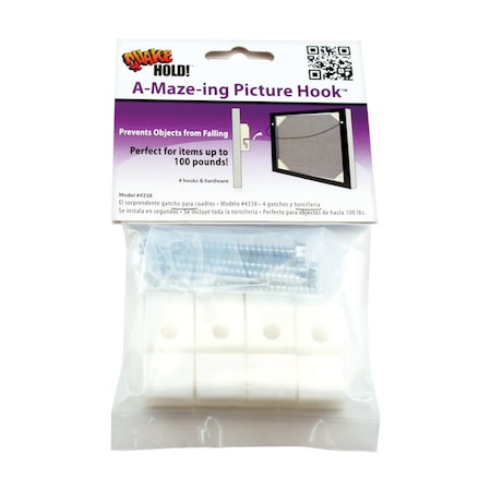 Quakehold! Quake Hold Ready America Plastic Coated White Safety Picture Hook 100 lb 4 pk 4338